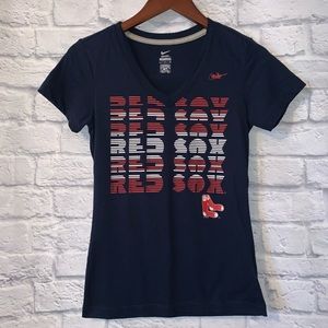 ☀️3/$25 Nike Boston Red Sox Logo V Neck T Shirt • Sz S